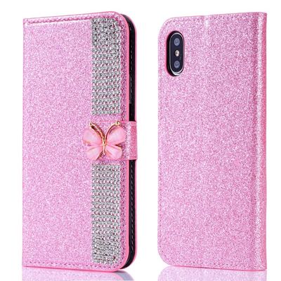 Flash Powder Electroplated Diamond Inlay Phone Case สําหรับ Iphone Xr Xs 11 12 13 14 โปร แม็กซ์ เซลล์ คอเวอร์