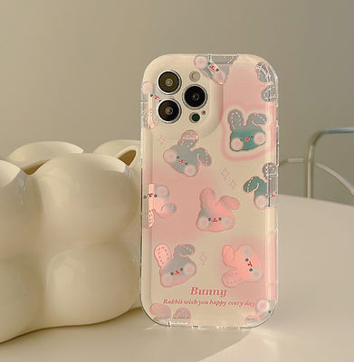 กล่องโทรศัพท์กระชับกระแทกกระชับกระชับกระต่ายสีชมพู Iphone 15 Apple Phone Case