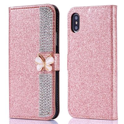 Flash Powder Electroplated Diamond Inlay Phone Case สําหรับ Iphone Xr Xs 11 12 13 14 โปร แม็กซ์ เซลล์ คอเวอร์