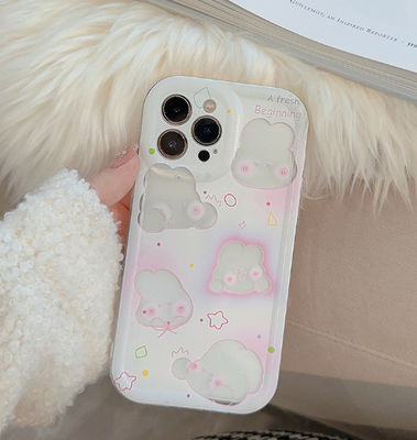 กล่องโทรศัพท์กระชับกระแทกกระชับกระชับกระต่ายสีชมพู Iphone 15 Apple Phone Case